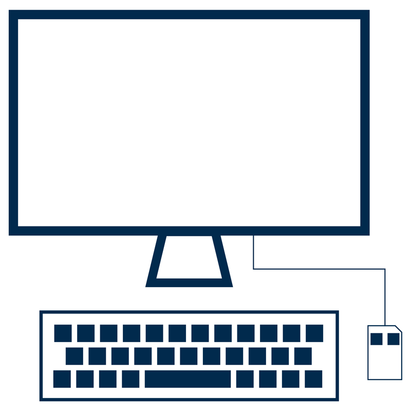 grafische Darstellung eines Computers auf dessen Bildschirm animiert ein Diagramm erscheint