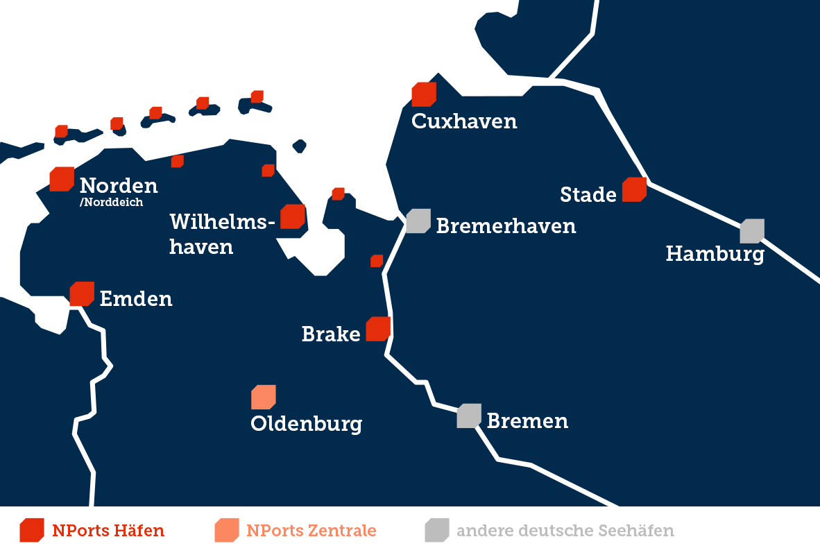 Interaktive Übersichtskarte über die NPorts Häfen