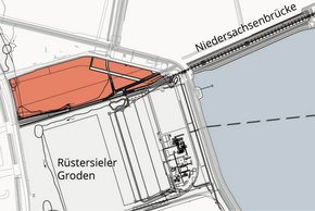 Karte zur Lage der Gewerbefläche W04 im Hafen Wilhelmshaven